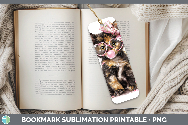 Tortoiseshell Cats Pink Bubble Gum Bookmark Sublimation Desi