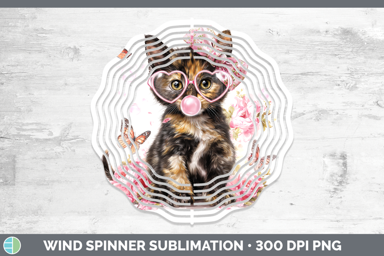 Tortoiseshell Cats Pink Bubble Gum Wind Spinner Sublimation