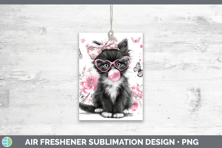 Tuxedo Cats Pink Bubble Gum Air Freshener Sublimation Design