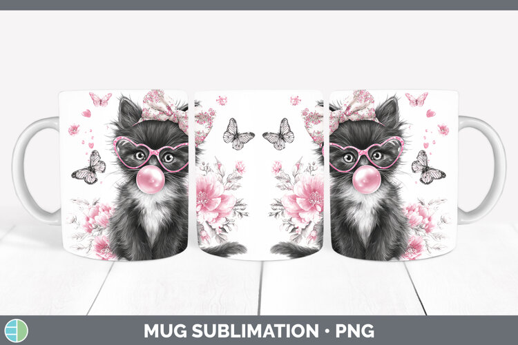 GorgeousCats Pink Bubble Gum Mug Wrap design.