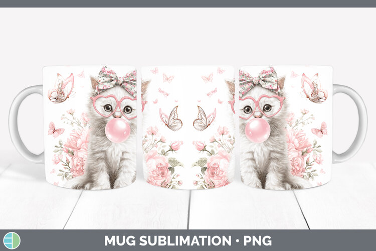 GorgeousCats Pink Bubble Gum Mug Wrap design.