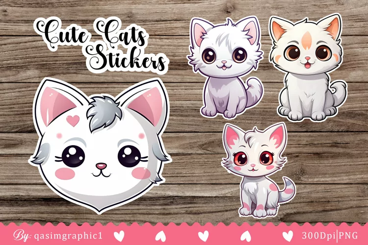 Cute Kawai Cats Printable Stickers For Kids, Cats Stickers