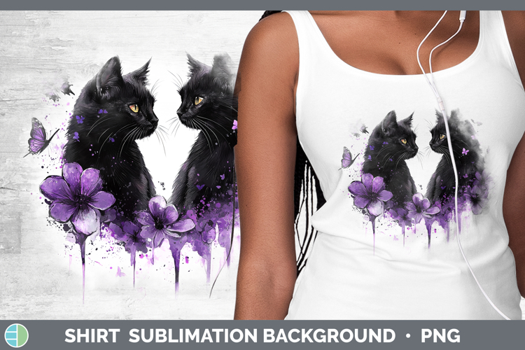 Cats Purple Drips Black Shirt Sublimation Sublimation Backgr