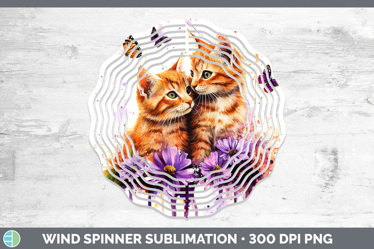 Cats Purple Drips Orange Wind Spinner Sublimation Spinner De