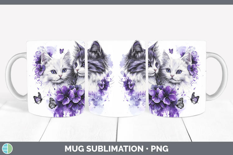 GorgeousCats Purple Drips Mug Wrap design.