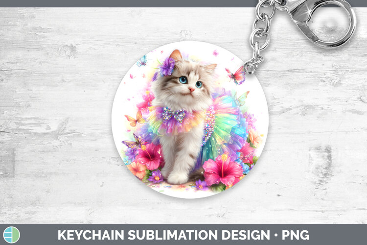 GorgeousCats Rainbow Summer Keychain design.