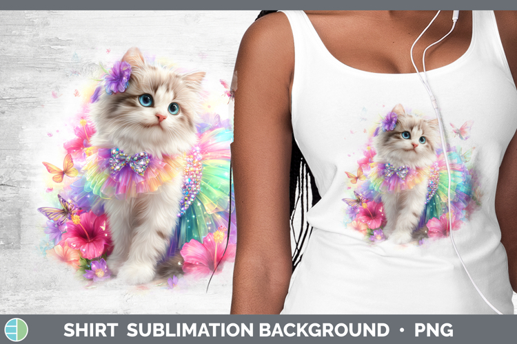 Cats Rainbow Summer Angora Cat Shirt Sublimation Background