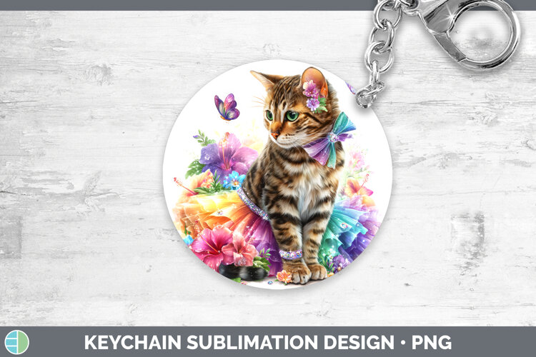 GorgeousCats Rainbow Summer Keychain design.