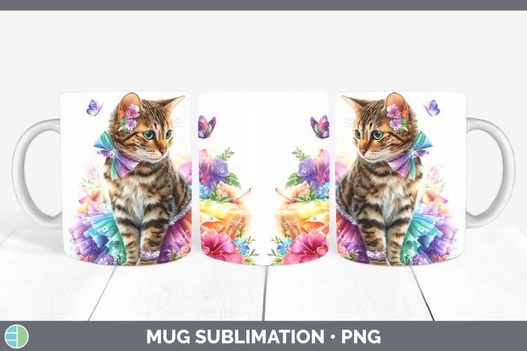Cats Rainbow Summer Bengal Cat Mug Wrap Sublimation Coffee C