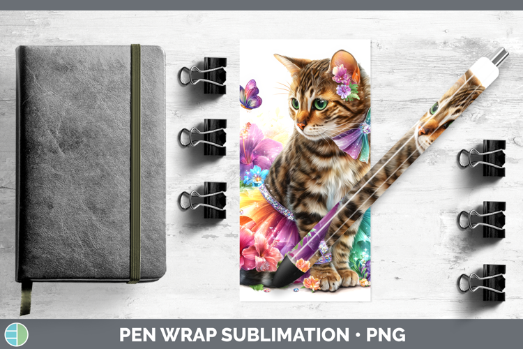 Cats Rainbow Summer Bengal Cat Pen Wrap Sublimation Pen Desi