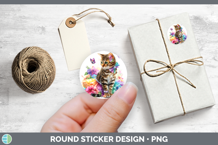 Cats Rainbow Summer Bengal Cat Stickers | Round Labels Desig