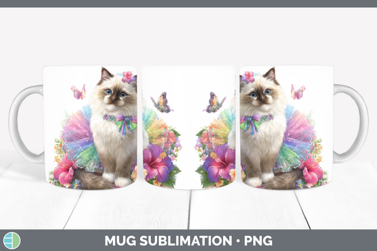 Cats Rainbow Summer Birman Cat Mug Wrap Sublimation Coffee C