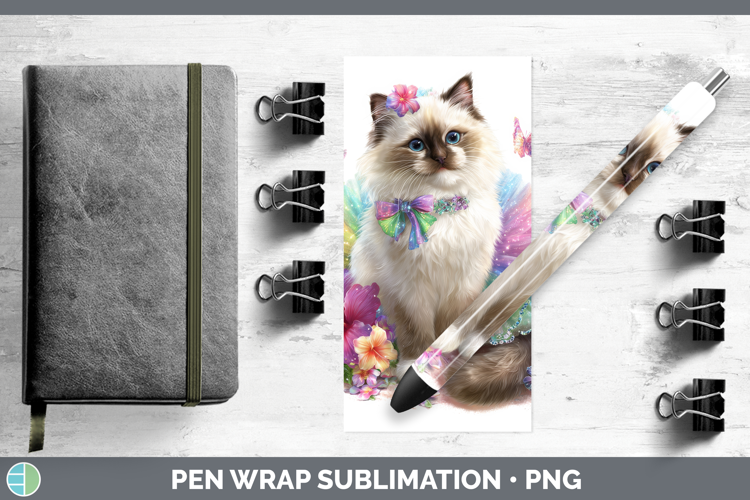 Cats Rainbow Summer Birman Cat Pen Wrap Sublimation Pen Desi