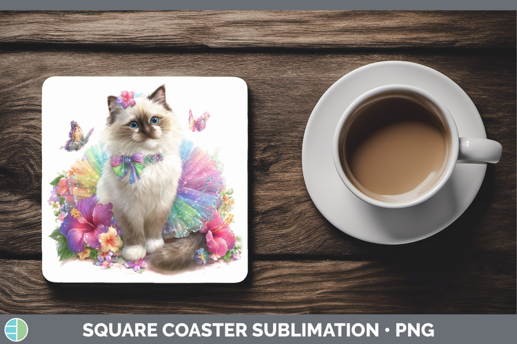 Cats Rainbow Summer Birman Cat Square Coaster Sublimation Co
