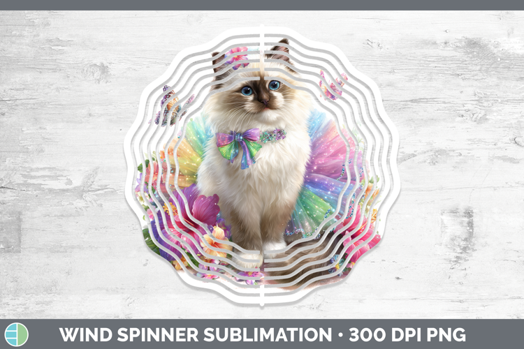 Cats Rainbow Summer Birman Cat Wind Spinner Sublimation Spin