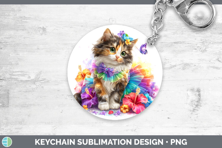 GorgeousCats Rainbow Summer Keychain design.