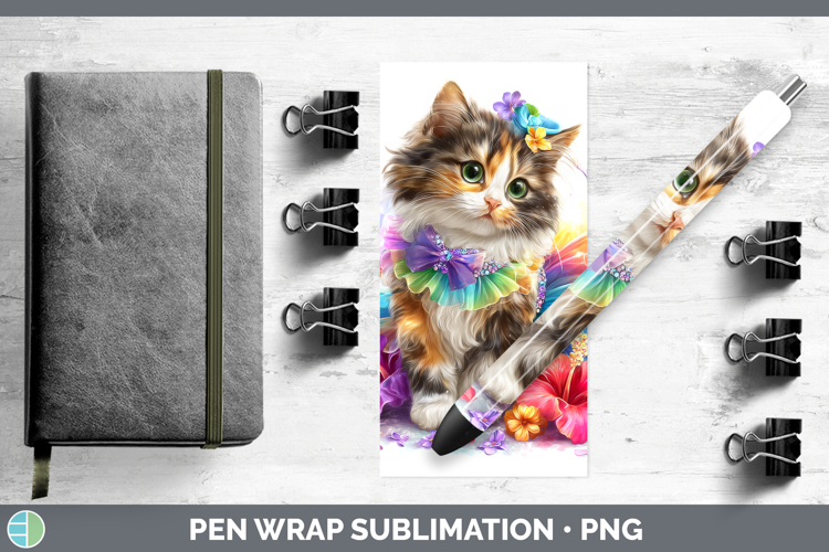 Cats Rainbow Summer Calico Cat Pen Wrap Sublimation Pen Desi