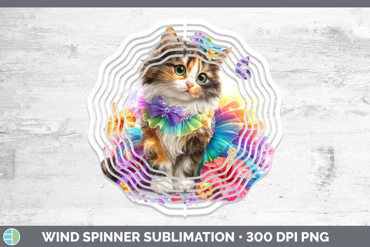 Cats Rainbow Summer Calico Cat Wind Spinner Sublimation Spin
