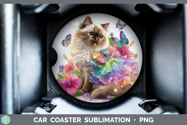 Cats Rainbow Summer Himalayan Cat Car Coaster Sublimation D