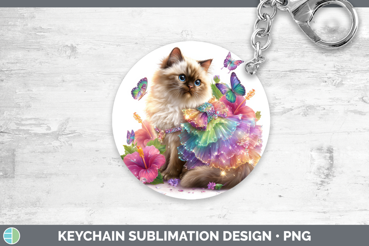 Cats Rainbow Summer Himalayan Cat Keychain Sublimation Keyri