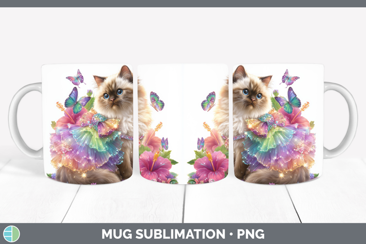 Cats Rainbow Summer Himalayan Cat Mug Wrap Sublimation Coffe