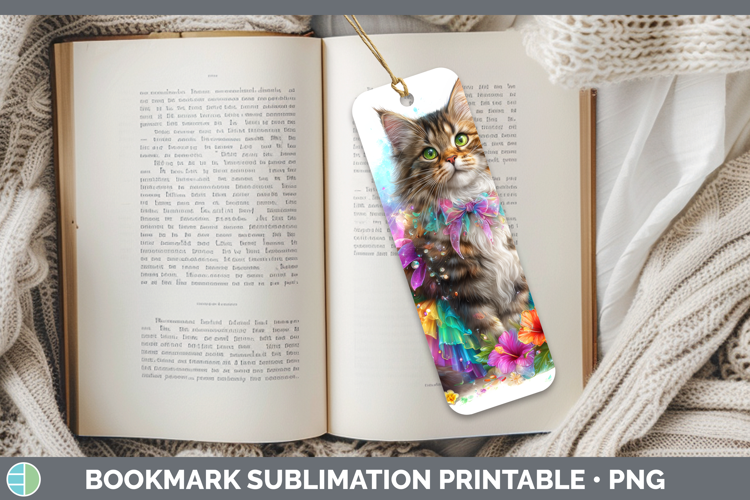 Cats Rainbow Summer Maine Coon Cat Bookmark Sublimation Prin