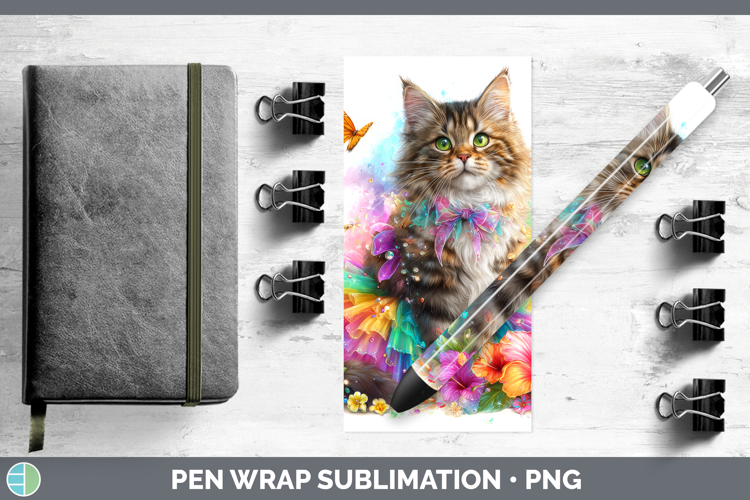 Cats Rainbow Summer Maine Coon Cat Pen Wrap Sublimation Pen