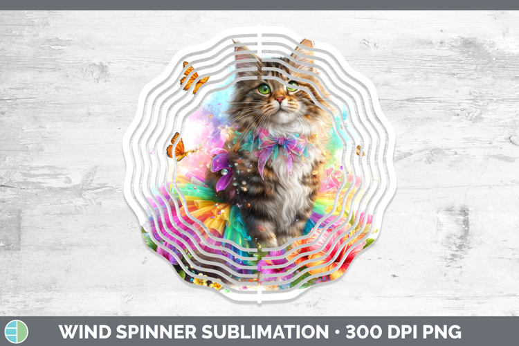 Cats Rainbow Summer Maine Coon Cat Wind Spinner Sublimation