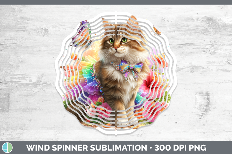 Cats Rainbow Summer Norwegian Forest Cat Wind Spinner Sublim