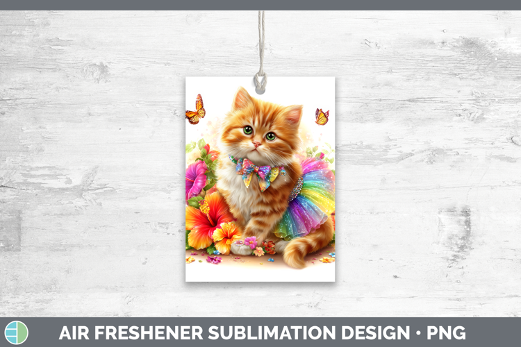 Cats Rainbow Summer Orange Cat Air Freshener Sublimation Car