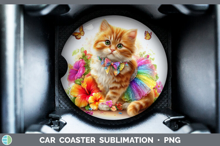 GorgeousCats Rainbow Summer Car Coaster design.