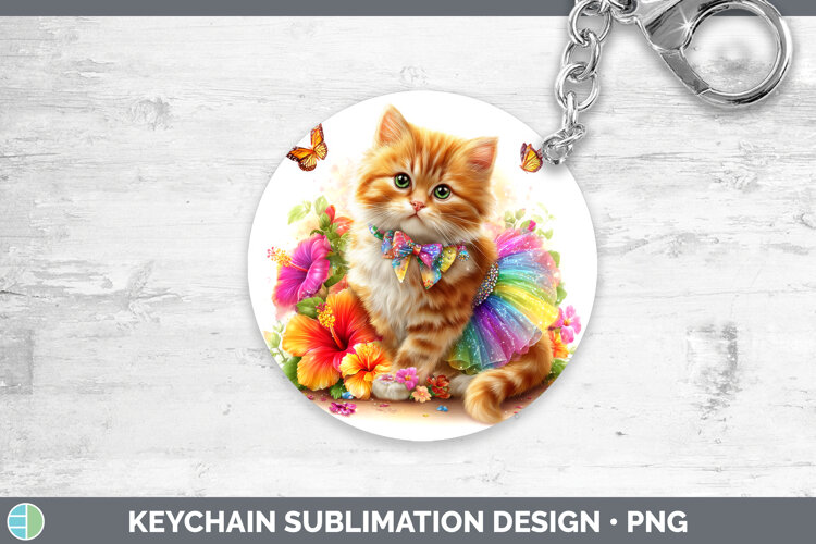 GorgeousCats Rainbow Summer Keychain design.