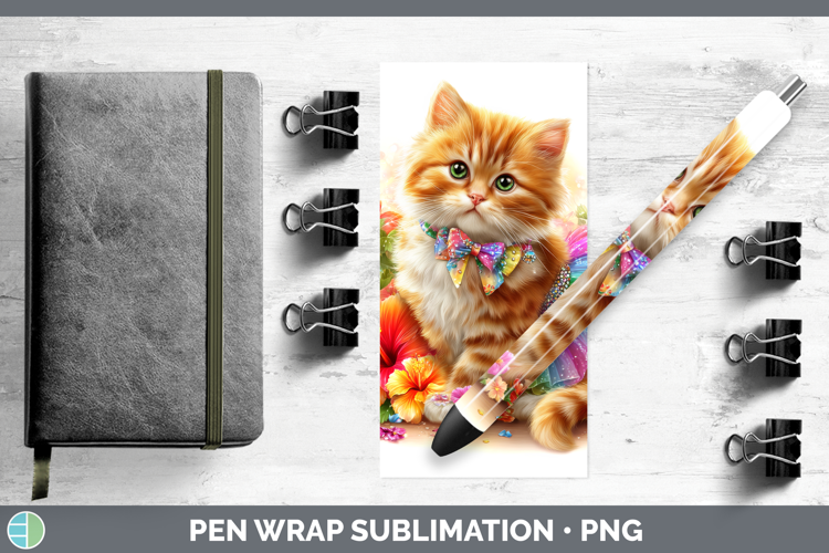 Cats Rainbow Summer Orange Cat Pen Wrap Sublimation Pen Desi