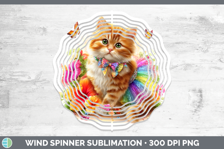 Cats Rainbow Summer Orange Cat Wind Spinner Sublimation Spin