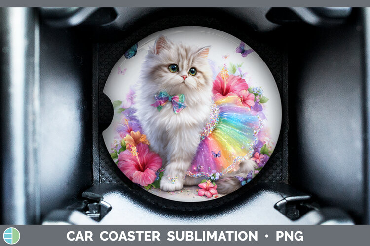 GorgeousCats Rainbow Summer Car Coaster design.