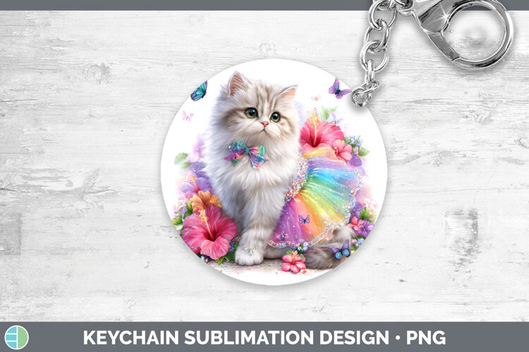 GorgeousCats Rainbow Summer Keychain design.
