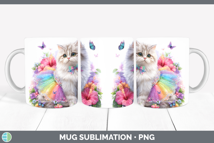 Cats Rainbow Summer Persian Cat Mug Wrap Sublimation Coffee