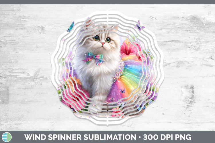 Cats Rainbow Summer Persian Cat Wind Spinner Sublimation Spi