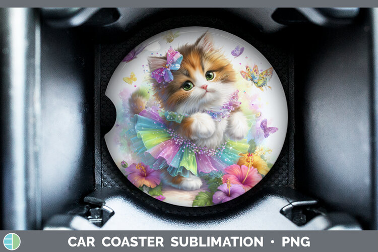 GorgeousCats Rainbow Summer Car Coaster design.