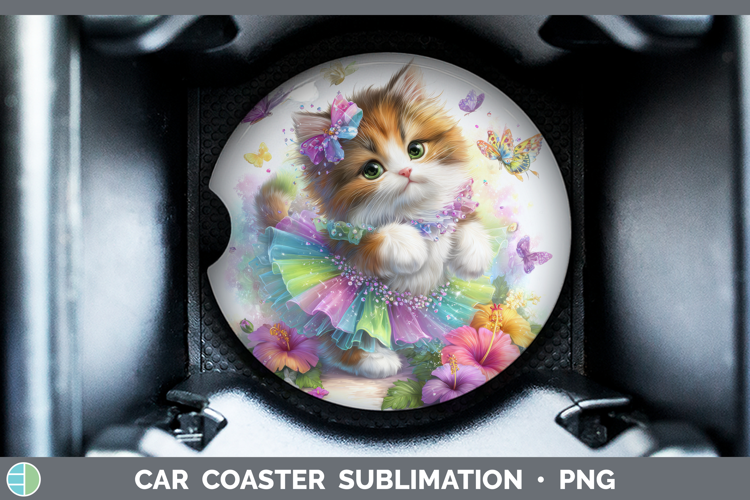 Cats Rainbow Summer Ragdoll Cat Car Coaster Sublimation Des