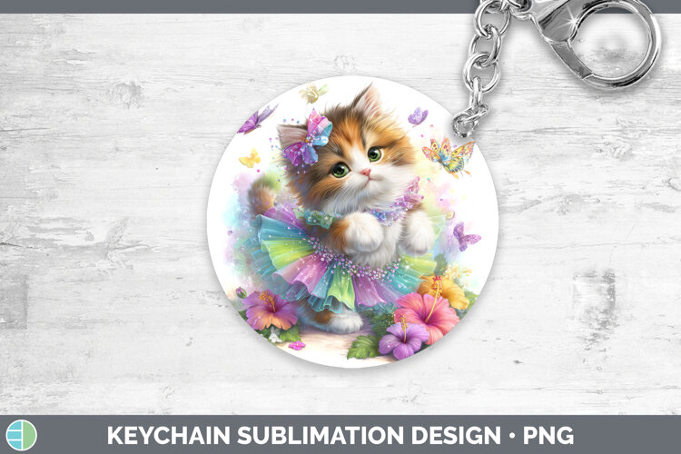 GorgeousCats Rainbow Summer Keychain design.