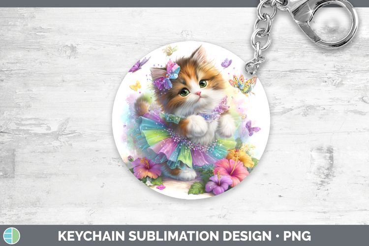 Cats Rainbow Summer Ragdoll Cat Keychain Sublimation Keyring