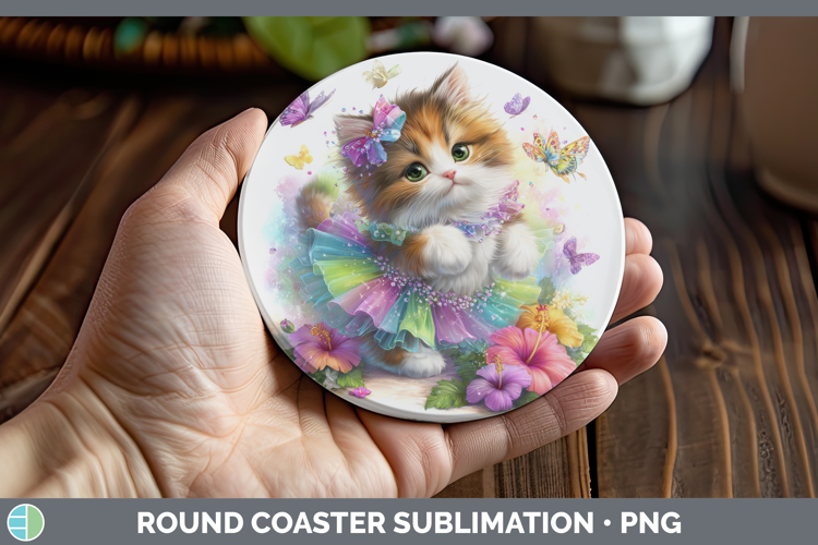 Cats Rainbow Summer Ragdoll Cat Round Coaster Sublimation Co