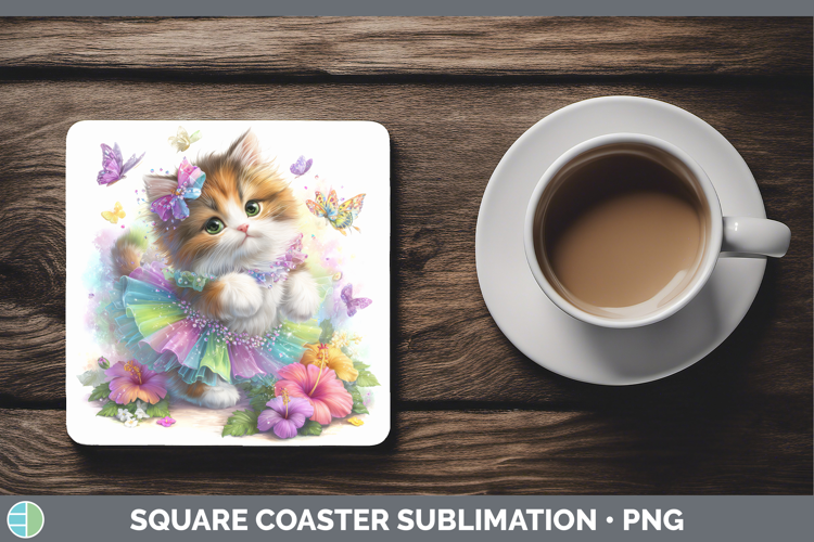 Cats Rainbow Summer Ragdoll Cat Square Coaster Sublimation C