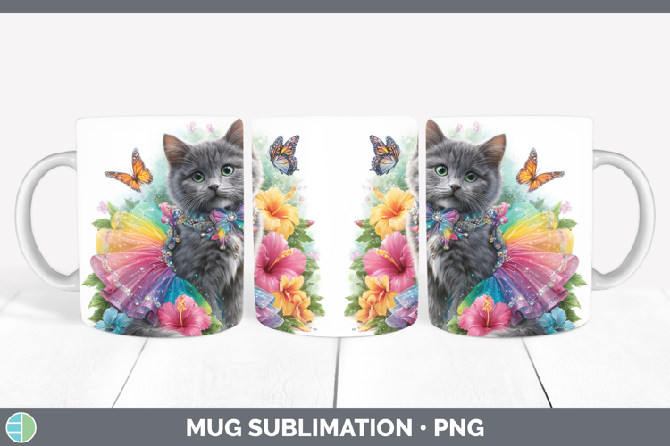 Cats Rainbow Summer Russian Blue Cat Mug Wrap Sublimation Co