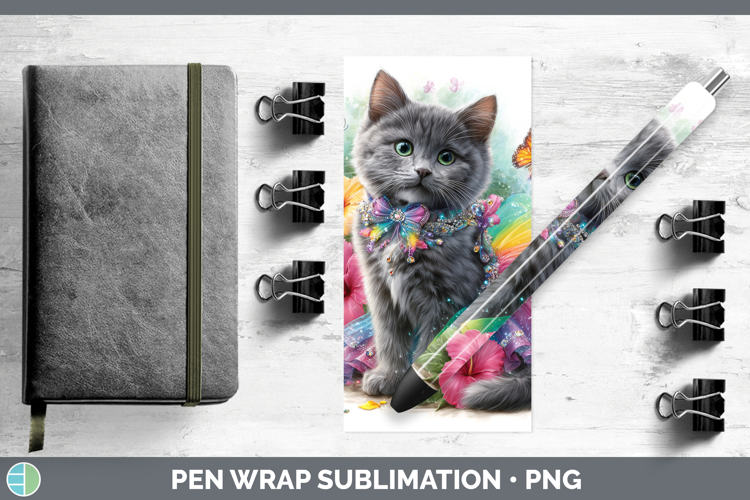 Cats Rainbow Summer Russian Blue Cat Pen Wrap Sublimation Pe
