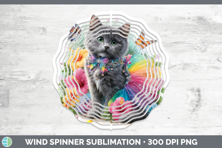 Cats Rainbow Summer Russian Blue Cat Wind Spinner Sublimatio