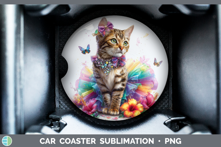 Cats Rainbow Summer Savannah Cat Car Coaster Sublimation De