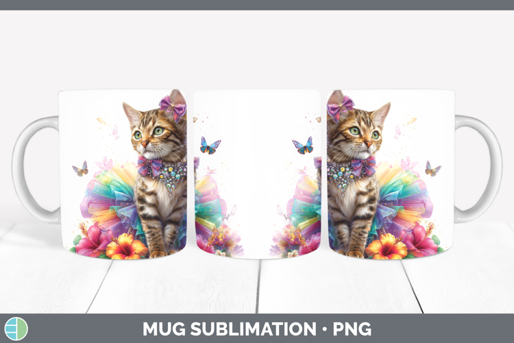 Cats Rainbow Summer Savannah Cat Mug Wrap Sublimation Coffee