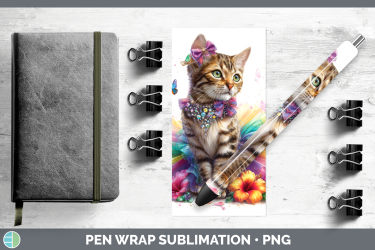 Cats Rainbow Summer Savannah Cat Pen Wrap Sublimation Pen De